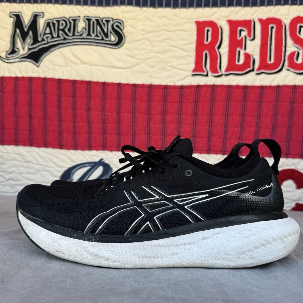 Size 12.5 -‎ ASICS Men's Gel-Nimbus 25 Running Shoes Black/Pure Silver